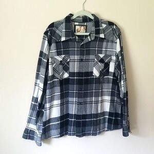 OP black/white Plaid Button Down long sleeve men's shirt size Xlarge 46/48 EUC